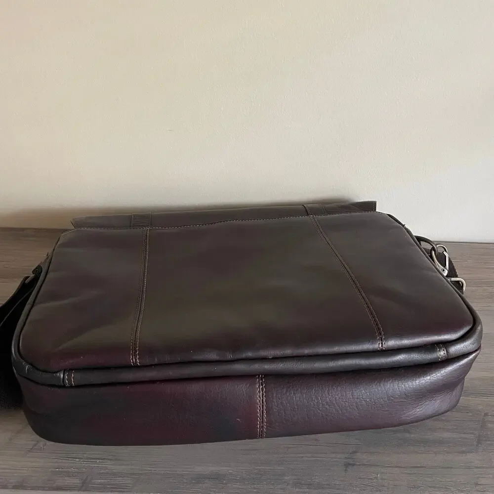 Samsonite Colombian Leather Flap Over Messenger Bag Brown Briefcase Laptop Bag